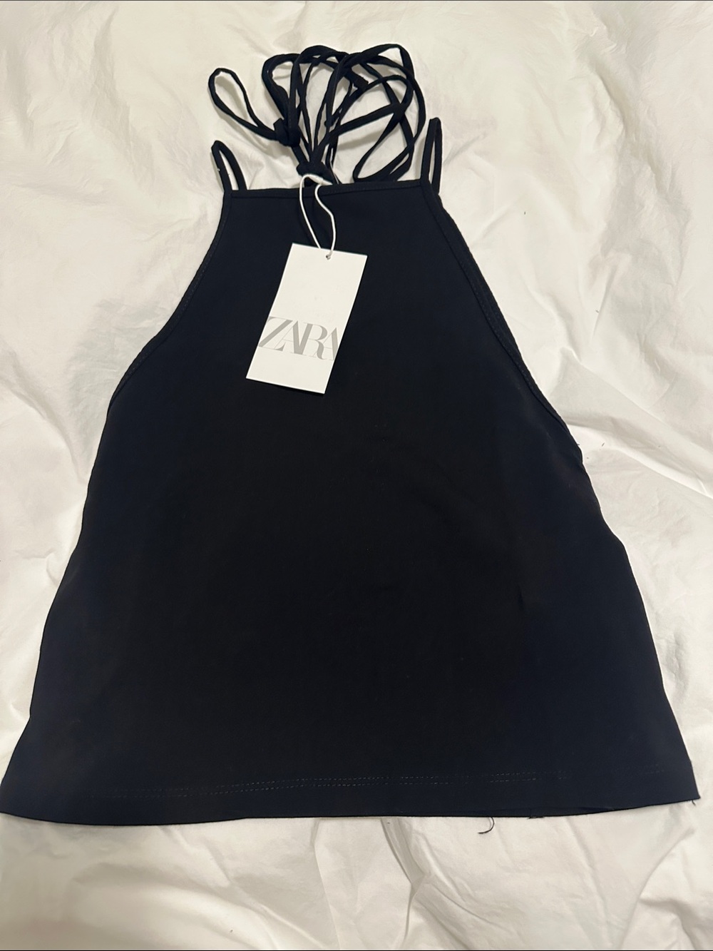 Zara Black Halter Strappy Crop Camisole